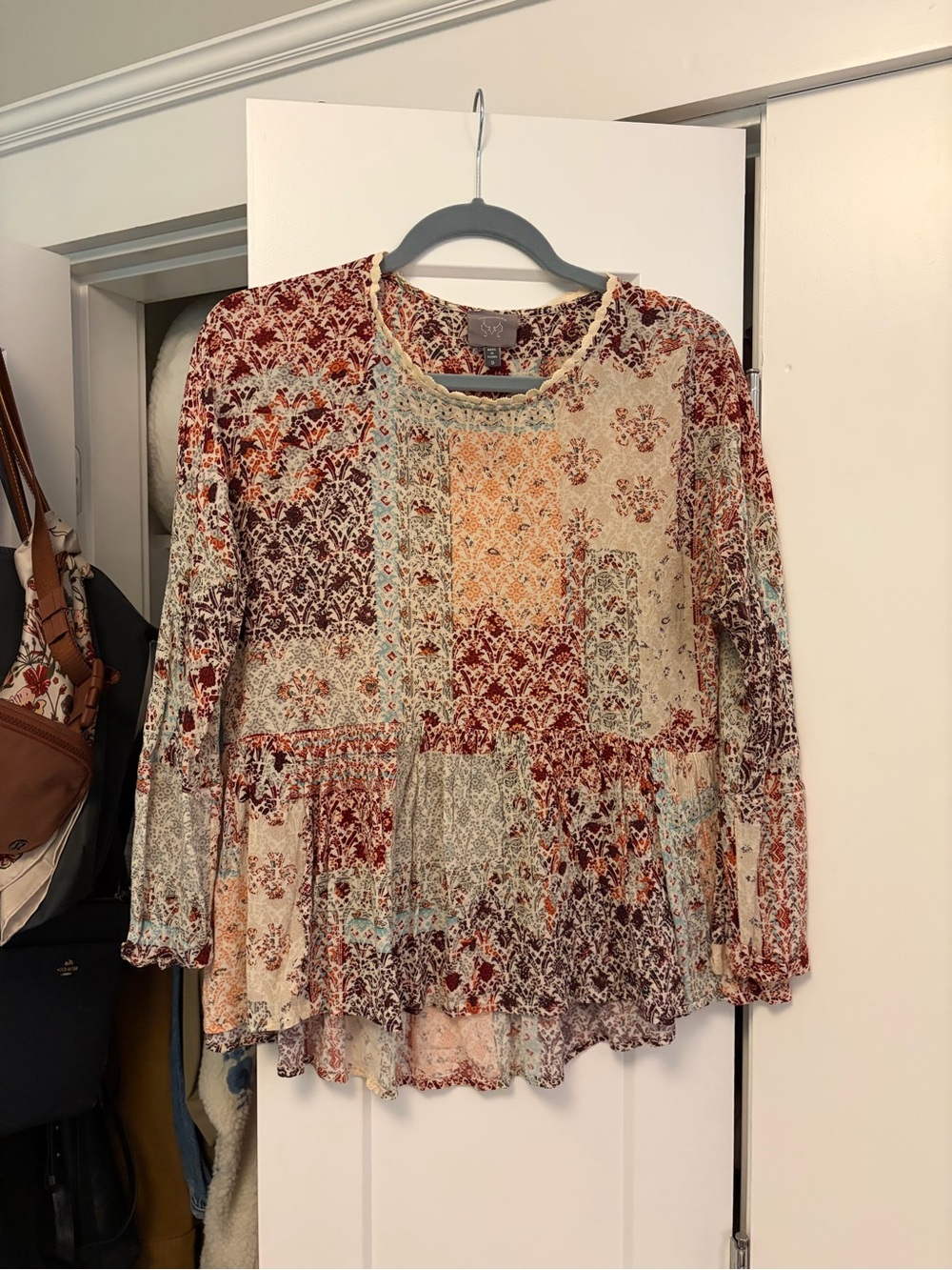 Boho Patchwork Peasant Top from Anthropologie - Picture 1 of 6